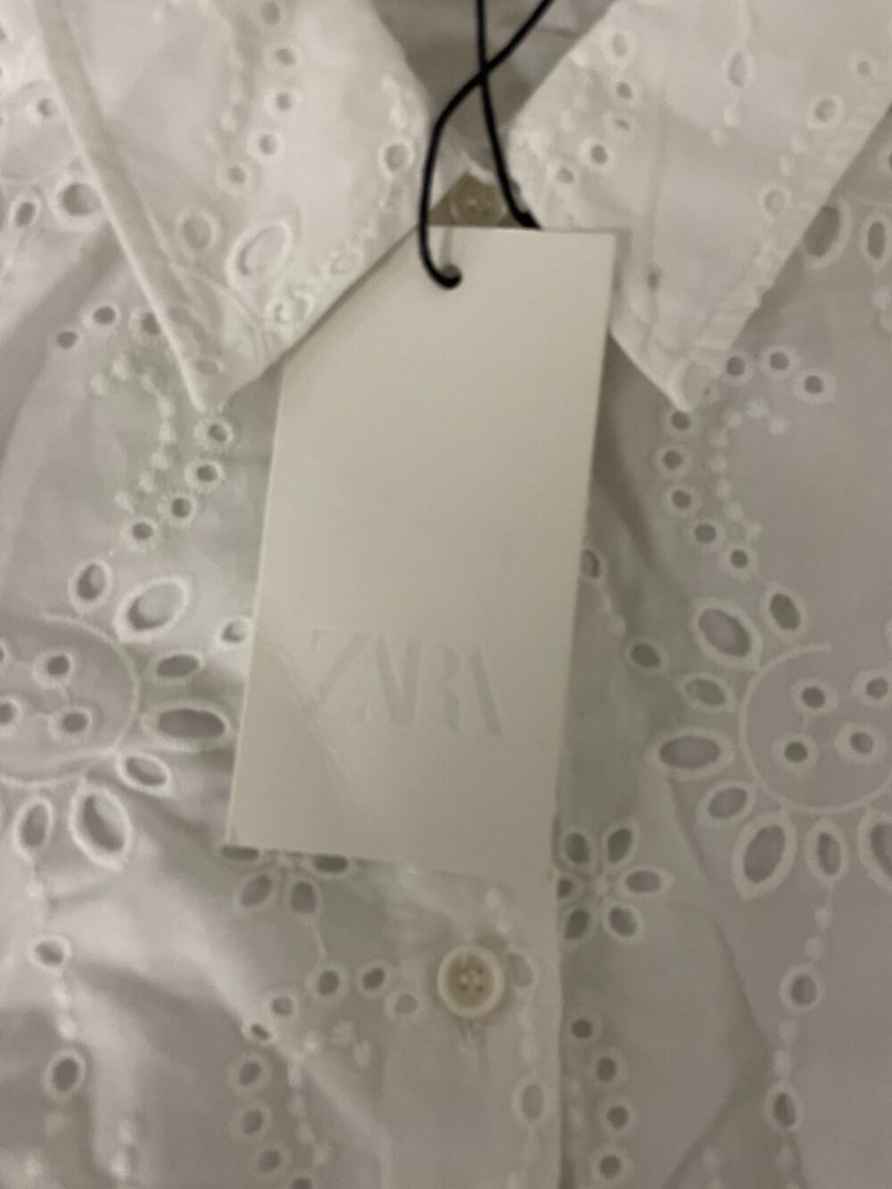 Zara Womens Shirt Dress XS White Embroidered Eyelet Belted Cotton 8223/087 NWT - Picture 6 of 14